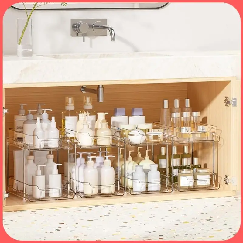 

A76I-3 Tier Bathroom Under Sinks Organizers And Storage, Kitchen Organization Pull Out Cabinet Organizer With Dividers Easy To U