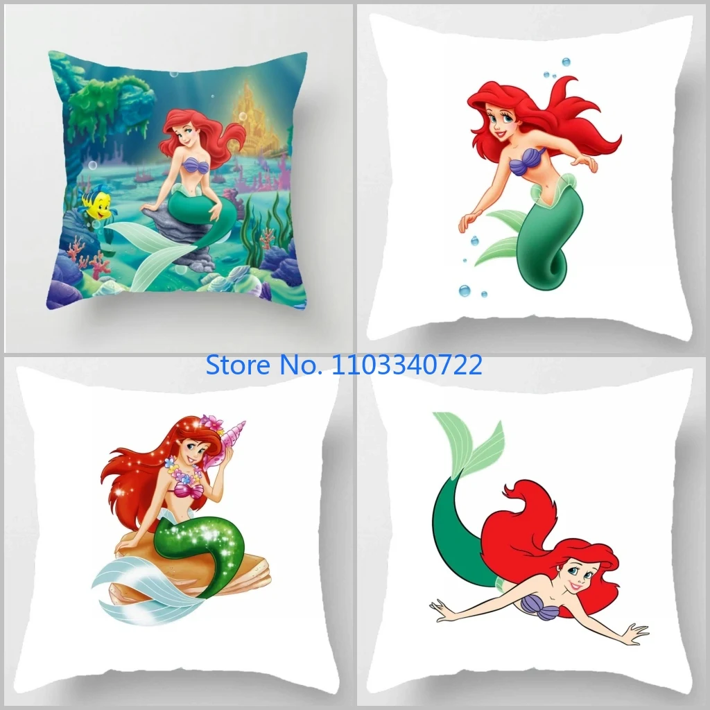 

Anime Character Princess Mermaid Ariel Kids Cushion Cover Plush Pillowcase Pillow Case Sofa Car Home Decor 45x45cm Birthday Gift