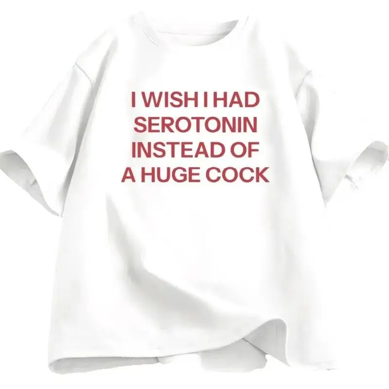 Danqiyoyo Short Sleeved Round Neck I Wish I Had Serotonin Graphic T-Shirts man Tshirt for mens Ropa Hombre 27329