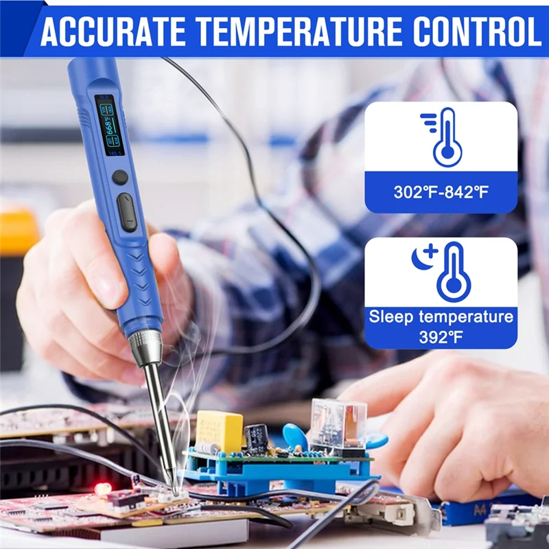 -SPOR 150℃-450℃ Fast Heating,DC/PD Soldering Pen, Soldering Iron Kit For Electronics With B2 Solder Tip(Adapter Not Included)