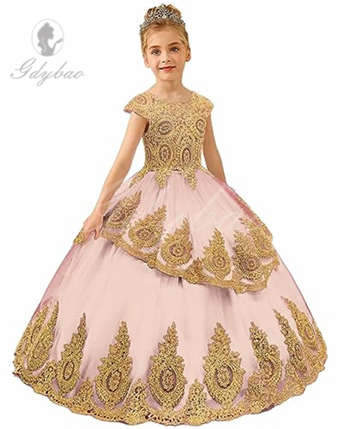 

wedding Beaded Lace Appliques Flower Girl Dress First Communion Ball Gown Kids Pageant Prom Dresses