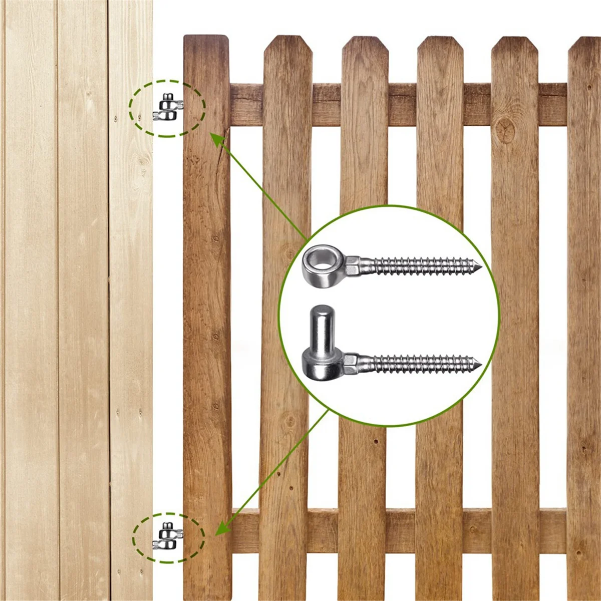 Stainless Steel Wood Threaded Bolt Hinge Wooden Fence Gate Bolt Post Farm Gate Hardware Accessories