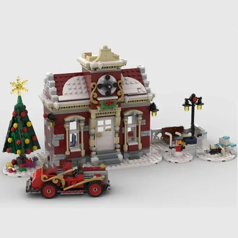 

983 MOC Winter Village Series Building Town Hall Model DIY Assembly Building Block Toy Children's Birthday Gift