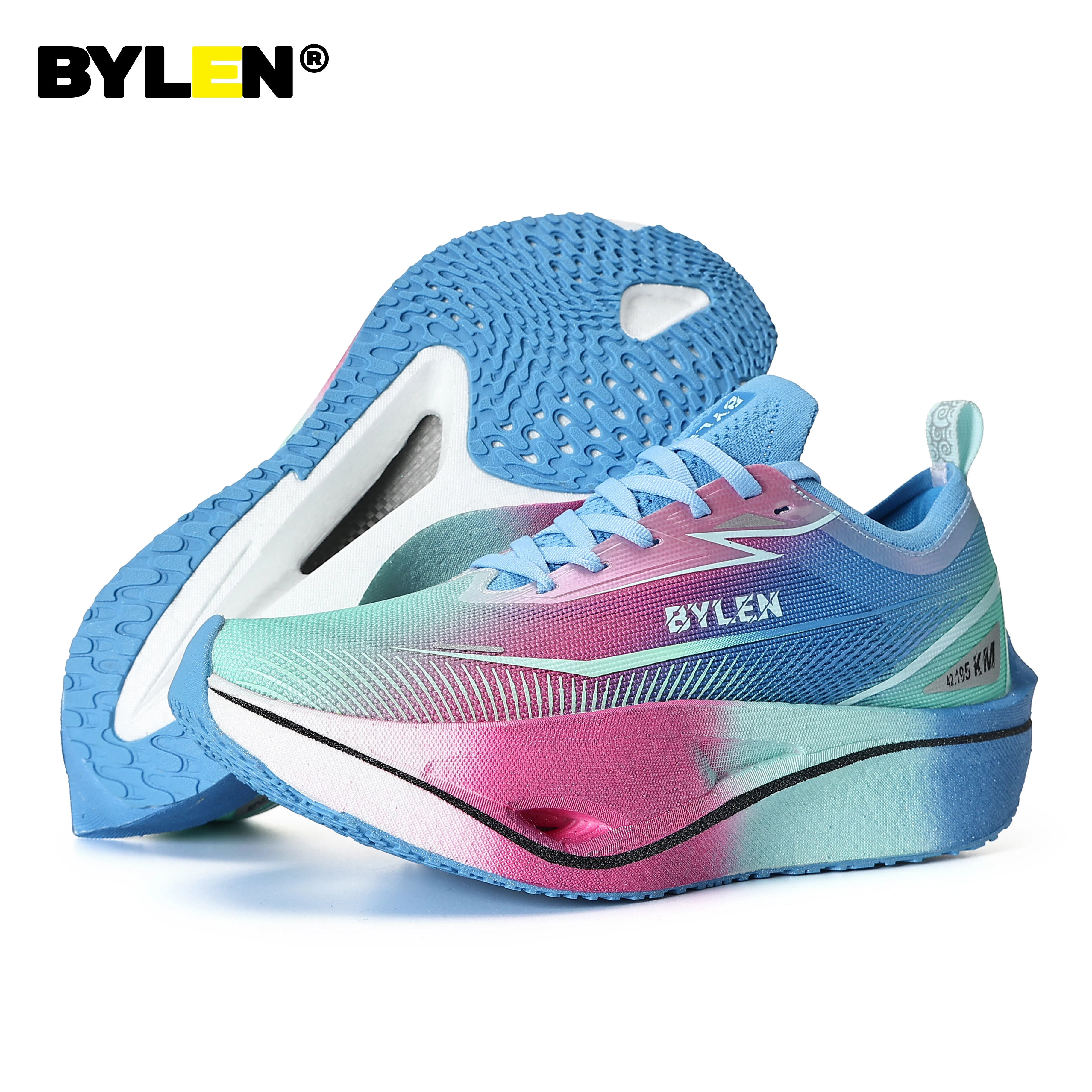 BYLEN 2024 Full Palm Carbon Plate Marathon Shoes Breathable Bounce-Back Cushioning Professional Lightweight Training Shoes