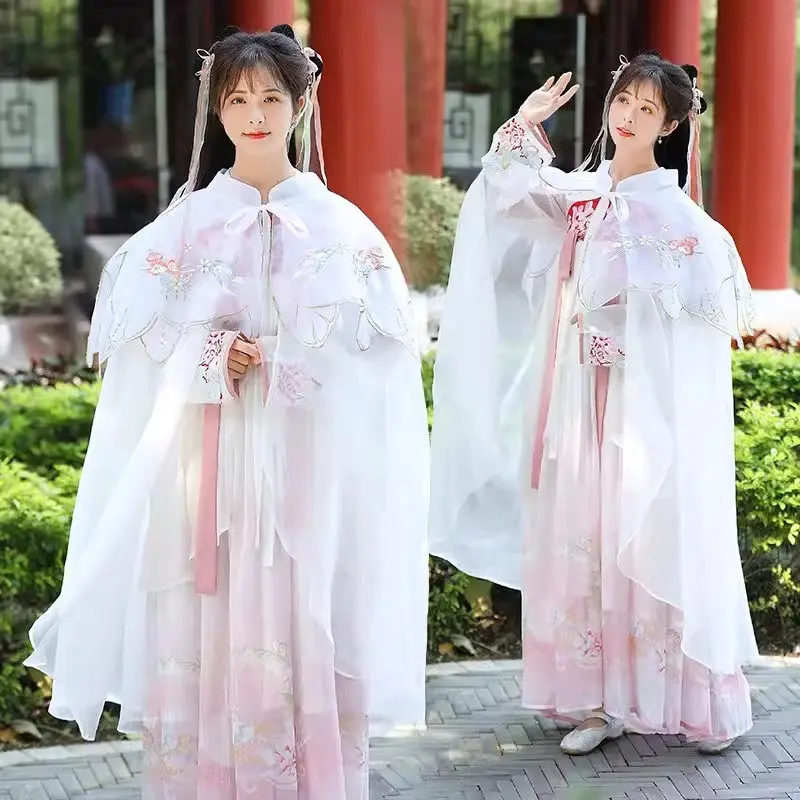 

Improvement Hanfu Chinese Style Retro Embroidery Thin Patchwork Cape Jacket 2024 Spring Summer Women Fashion Elegant Shawl K725