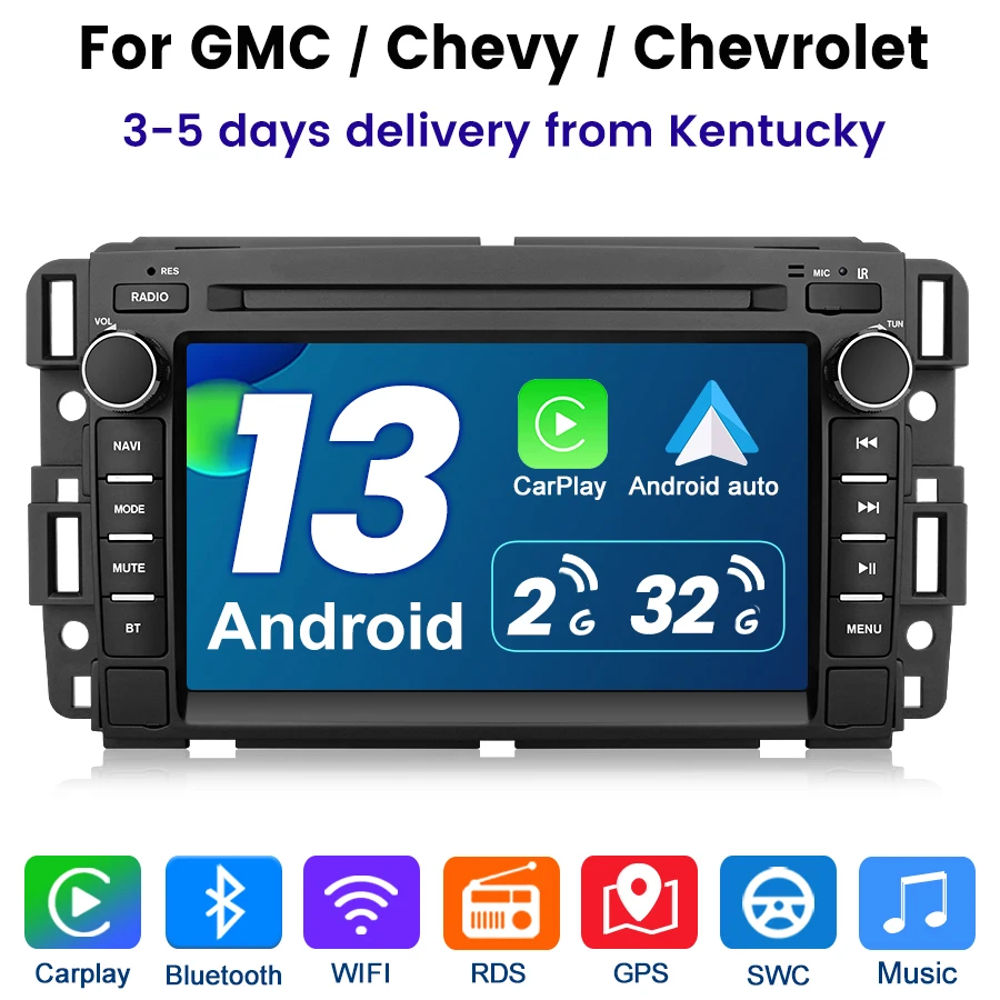 Junsun Wireless CarPlay for Apple Autoradio for  Chevrolet hevy Silverado Tahoe Car Radio Stereo Multimedia Android Auto GPS