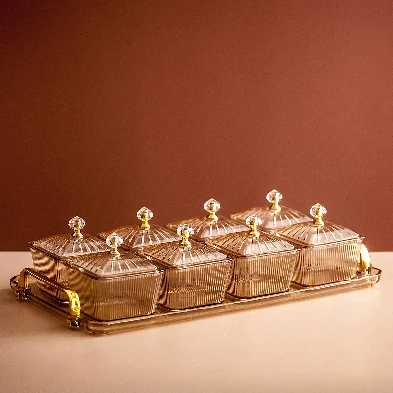 

Acrylic Dried Fruit Box with Cover Snack Tray Snack Platter Fruit Tray Nut Dried Fruit Plate Dish Candy Box Food Storage Boxes