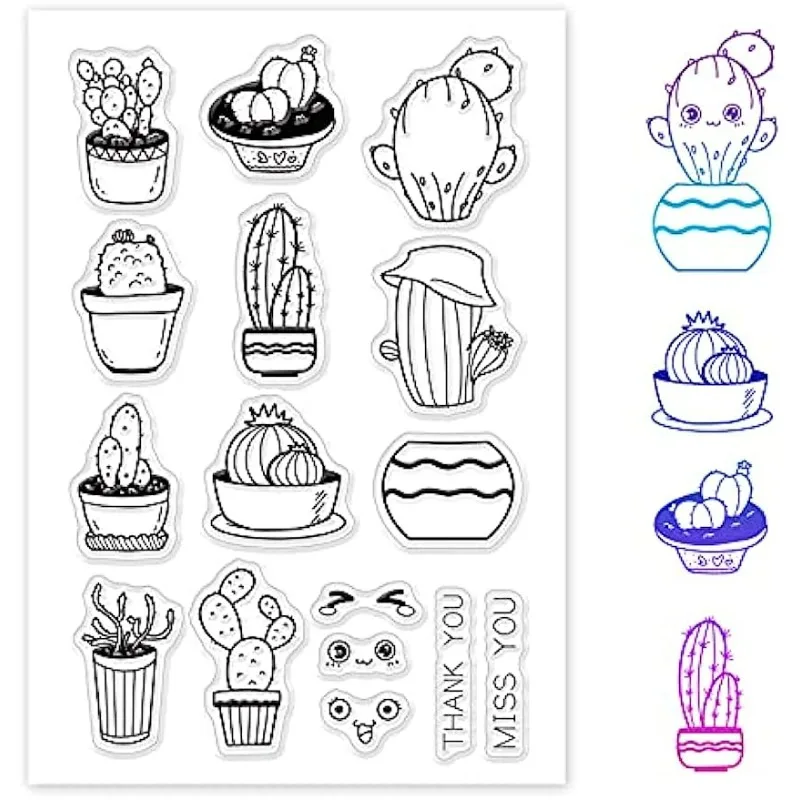 Kaktus-Stempel, transparente Silikon-Stempelsiegel für Kartenherstellung, Dekoration und DIY-Scrapbooking