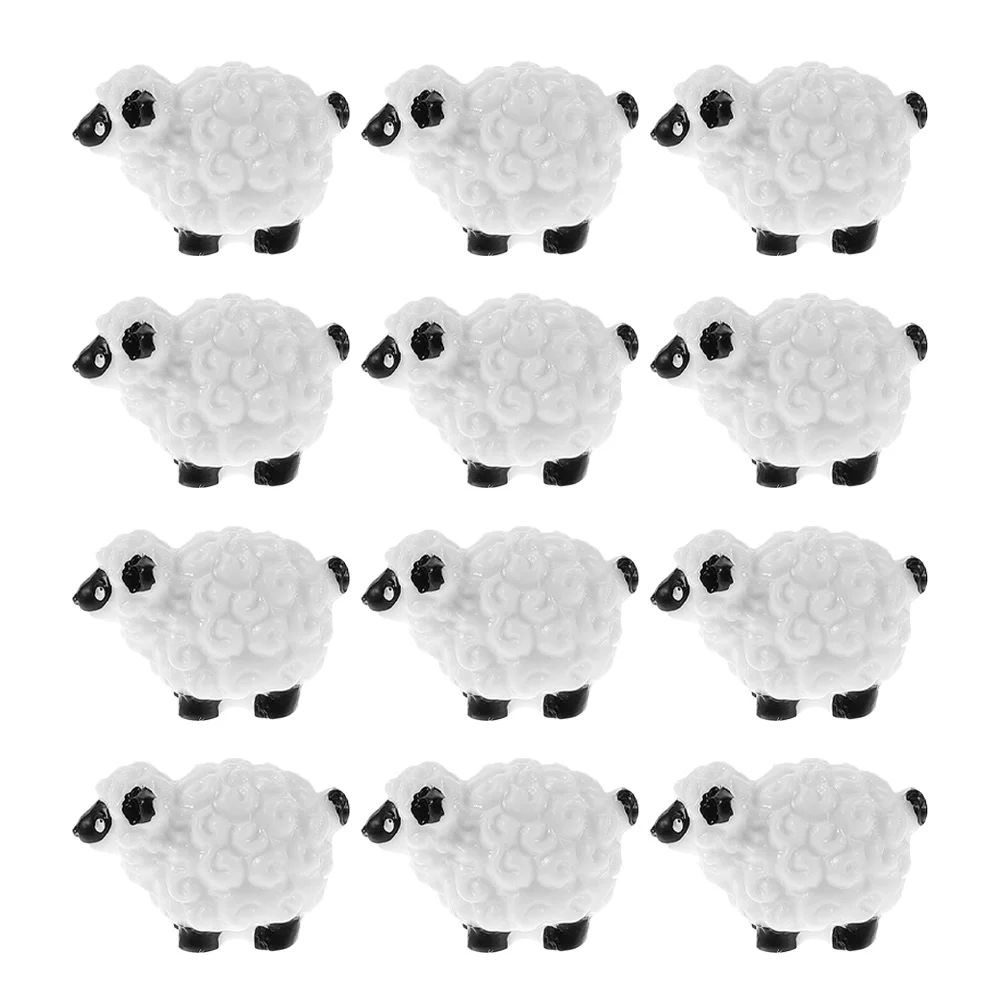

20pcs Miniature Sheep Statue Resin Micro Landscape Lawn Garden Decor Home Office Table Adornments Tiny Animal Outdoor Indoor