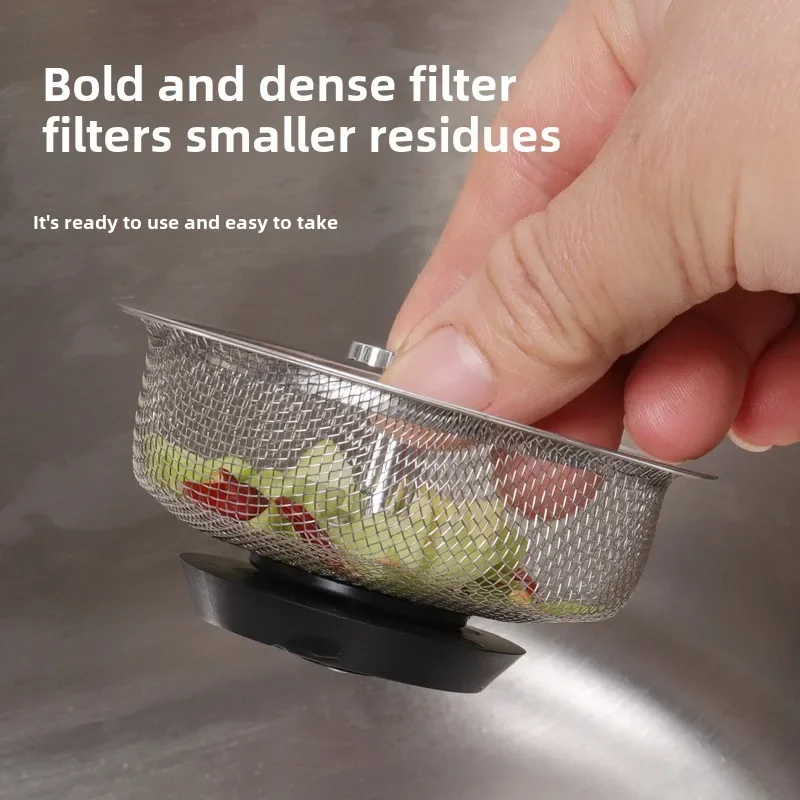 Kitchen Stainless Steel Filter Screen Vegetable Basin Sink Sewer Garbage Anti-blocking Cover Slag Deodorant Net Leakage