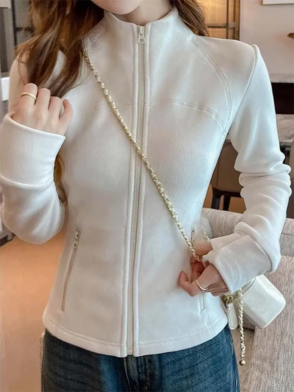 Dames Slim Fit Fce gevoerd donsjack Binnenvest Thiened Herfst Winterjas Ademend Rechte buis Polyestervezel