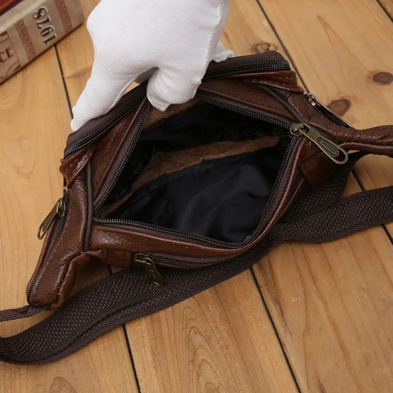 حقيبة خصر جلدية، حقيبة كتف كاجوال للرجال، حقيبة ركوب الدراجات الرياضية الخارجية متعددة الوظائف، حقيبة هاتف ماكينة تسجيل النقود #6