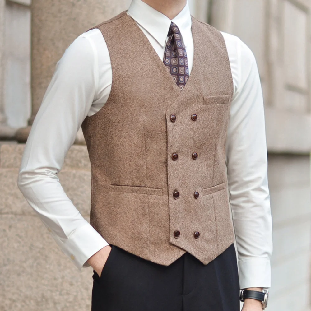 Men's Suit Vests Double Breasted Waistcoat Slim Fit Steampunk Vests Formal Business Party Wedding Dress Vest For Groomsmen