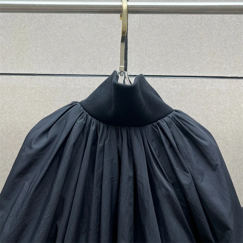 Immagine 5: Giacca imbottita da donna, nuova collezione autunno 2026, giacca spessa in maglia a coste con inserti, collo alto, antivento, cappotto invernale da donna.