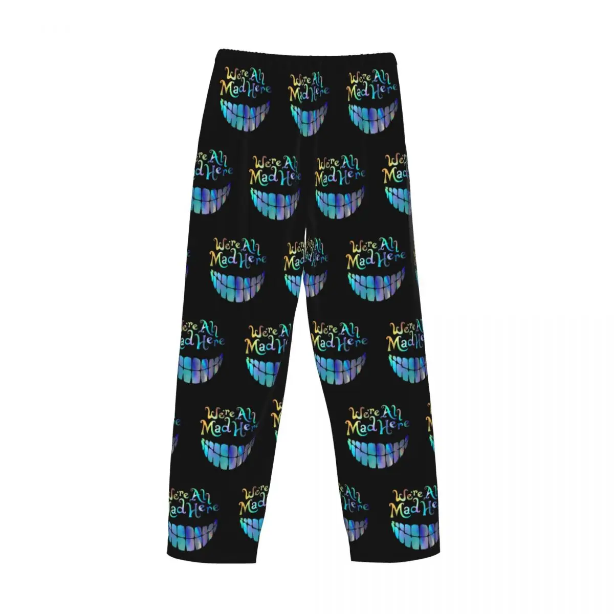 Pantalones de pijama personalizados con diseño de gato de Cheshire, ropa de dormir con cintura elástica para hombre, pantalones de salón para dormir con dibujos animados y bolsillos