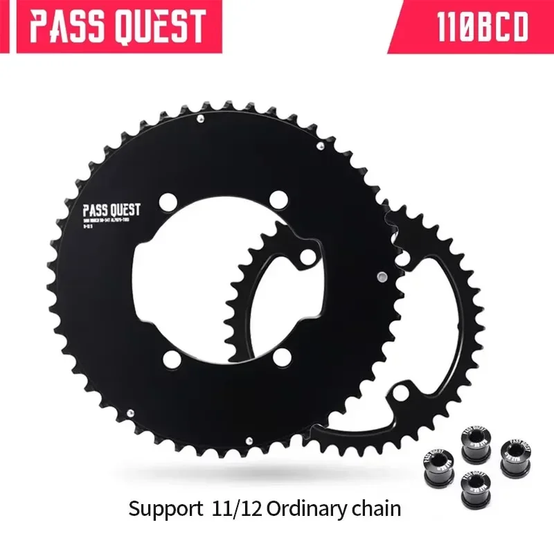 

PASS QUEST SR110BCD 2X Sprocket AERO road Bike Gravel Bike 11-12 Speed 48-56T Bicycle Chainwheel Cycling Accessorie