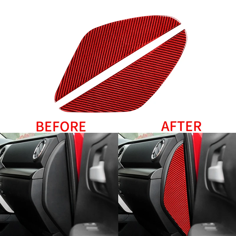 2 Pcs Red Carbon Fiber Car Door Anti-collision Cushion Decoration Interior Stickers for Toyota Tundra 2014 2015 2016 2017 2018