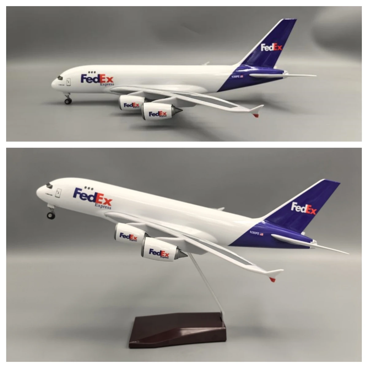 

1/160 Scale 47cm Toy Planes A380 Fedex Cargo Airline Plastic Resin Aircraft With Wheels Landing Gear Diecast Souvenir Collection