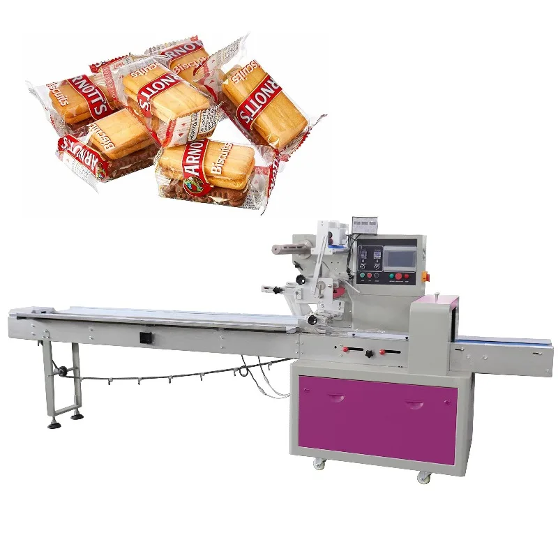 Custom Bread Pillow Type Packaging Machine Bakery Food, Bread, Cake, Biscuit Horizontal Packing Flow Pack Horizontal Machine