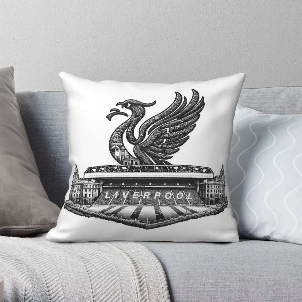 Liverbird Anfield Stadium Pillowcase Polyester Linen Velvet Pattern Zip Decor Sofa Seater Cushion Cover 18