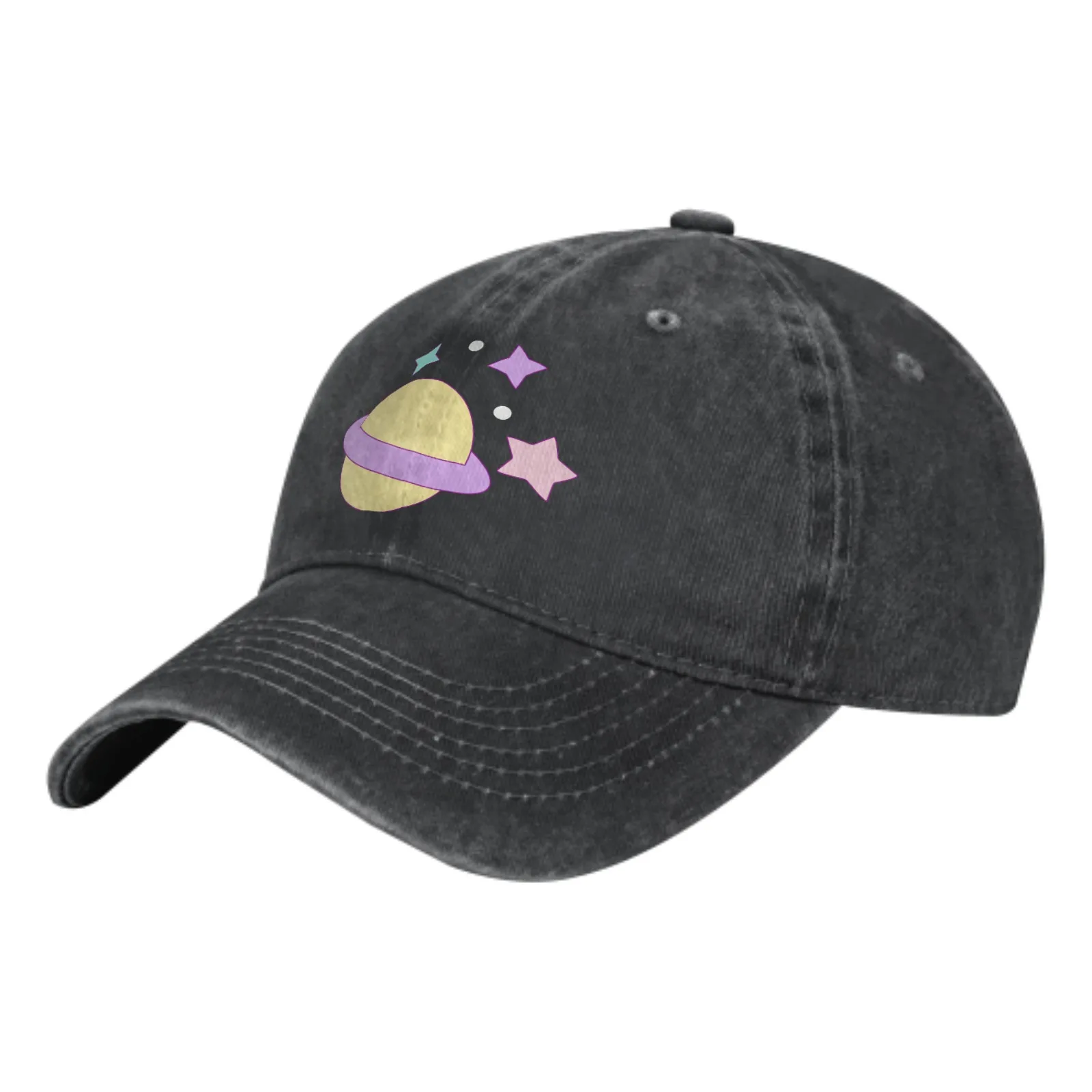 

Cute Planet Star Baseball Cap Adult Denim Hat Cotton Fashion Washed Cap Unisex Adjustable Outdoor Sports Daily