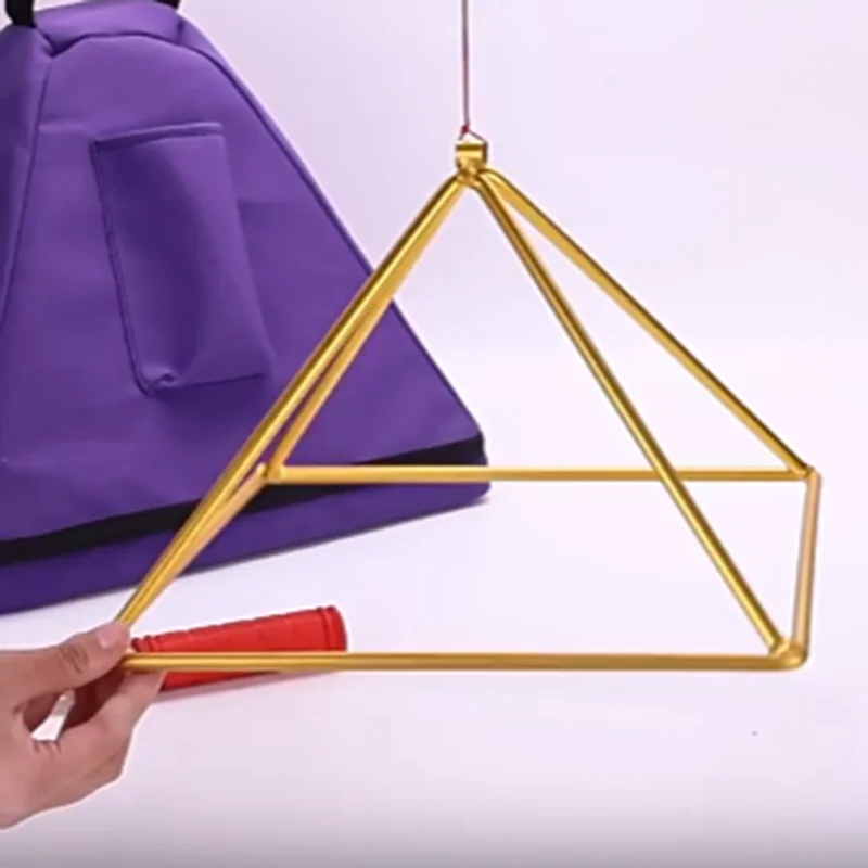 سبائك الألومنيوم الهرم الملونة شفاء جرس الموسيقى الهرم التأمل اليوغا الطاقة مثلث برج معلقة الأهرامات قرع #2