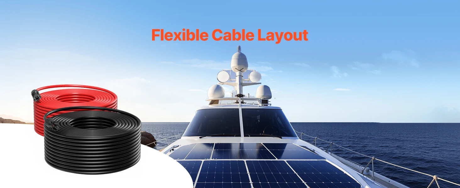 SucceBuy Solar Panel Extension Cable 20FT Black + 20FT Red / 30FT Black + 30FT Red / 50FT Black + 50FT Red / 100FT Black + 100FT Red 10AWG with Female & Male Waterproof Connectors 6mm² PV Cable for Home Ship