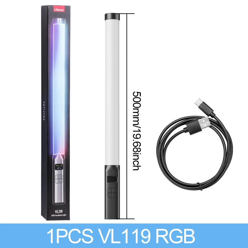 Ulanzi i-Light VL119 RGB-Handlichtstab, LED-RGB-Stick, 2500–9000 K, Fotografie-Beleuchtung, magnetische Röhrenleuchte für Video-Vlog