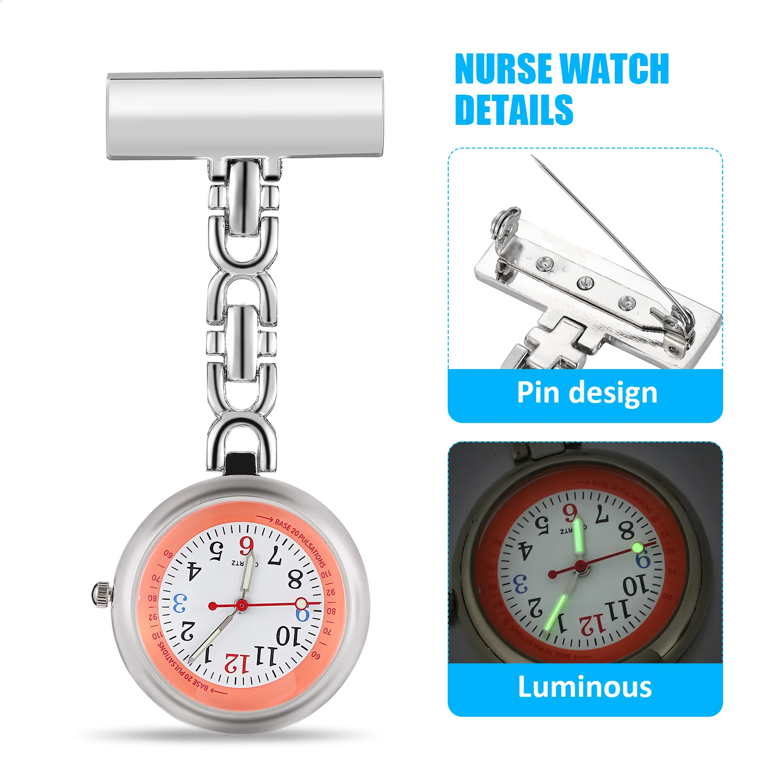 2pcs Clip On Nurse Pocket Watch Digital Carabiner Watch For Outdoor Backpack Lightweight Portable Timepiece Accurate Movement
