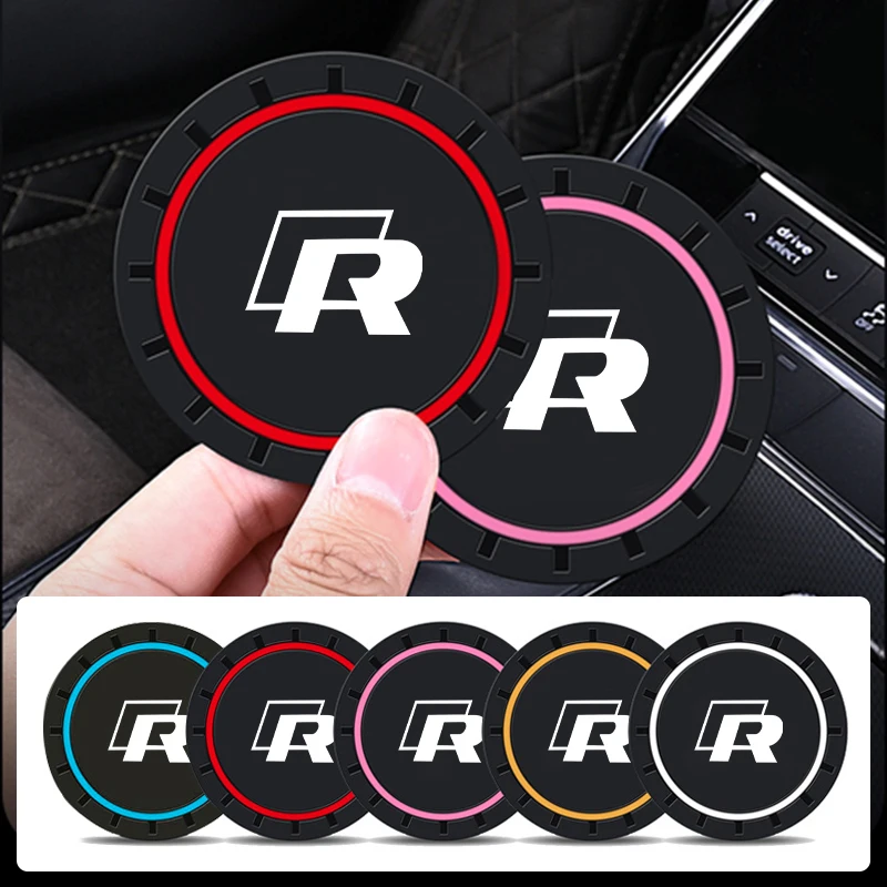 2Pcs Car Silicone Coaster Anti-Slip Water Cup Drink Mat For VW Scirocco Polo T5 Passat b6 Golf Tiguan Jetta T-ROC CC Beetle GTI