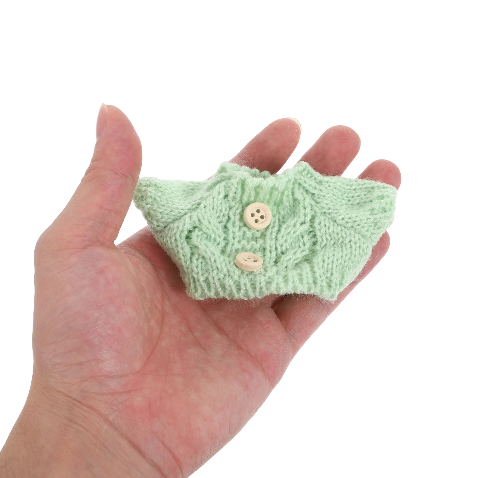 

1Set 17cm Figure Outfit: Sweater Bag Hat Kawaii Knitted Clothing Accessories Light Green Birthday Party Hat Sweater Bag Outfit