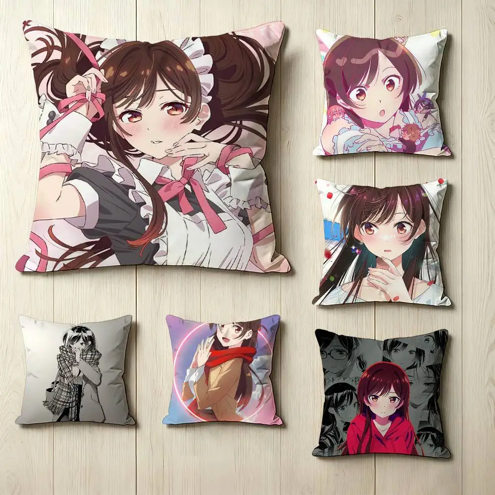 R-Rent-A-Girlfriend Anime C-Chizuru Mizuhara  Square Double-Sided printed Pillow Case Bedroom Bedside Pillow Sofa Cushion Cover