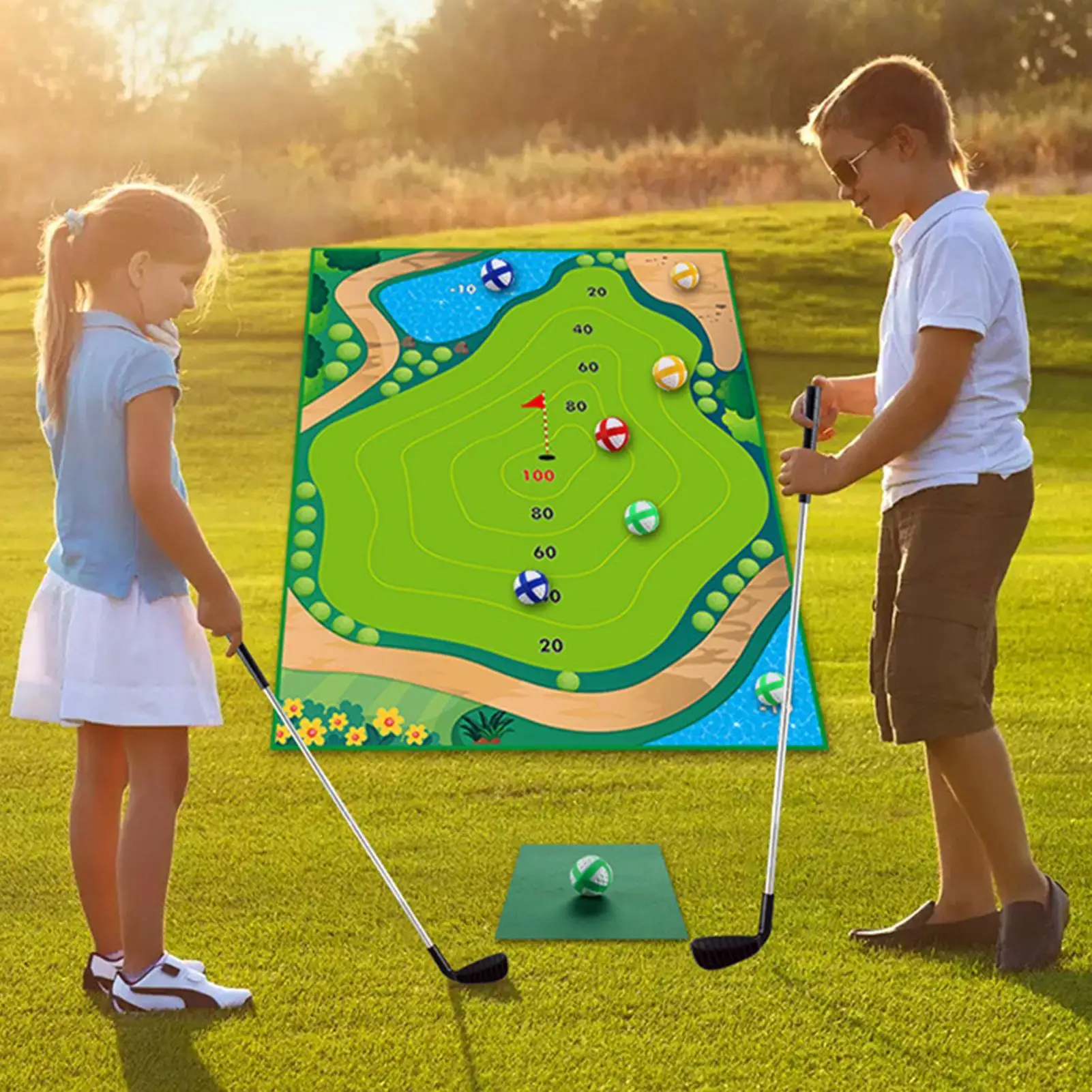

Golf Game Kids Sticky Golf Games Set With Club Sticky Practice Mat With Club Putting Green Training Equipment For Beginner