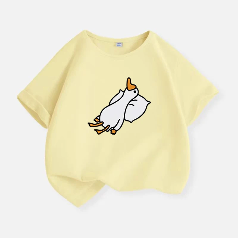 New Y2K Tops Lazy Duck Graphic Print Baby Boys T-shirt Black Cotton Kids Tops Tee Summer Casual Cartoon T Shirt 6 8 10 12 Years