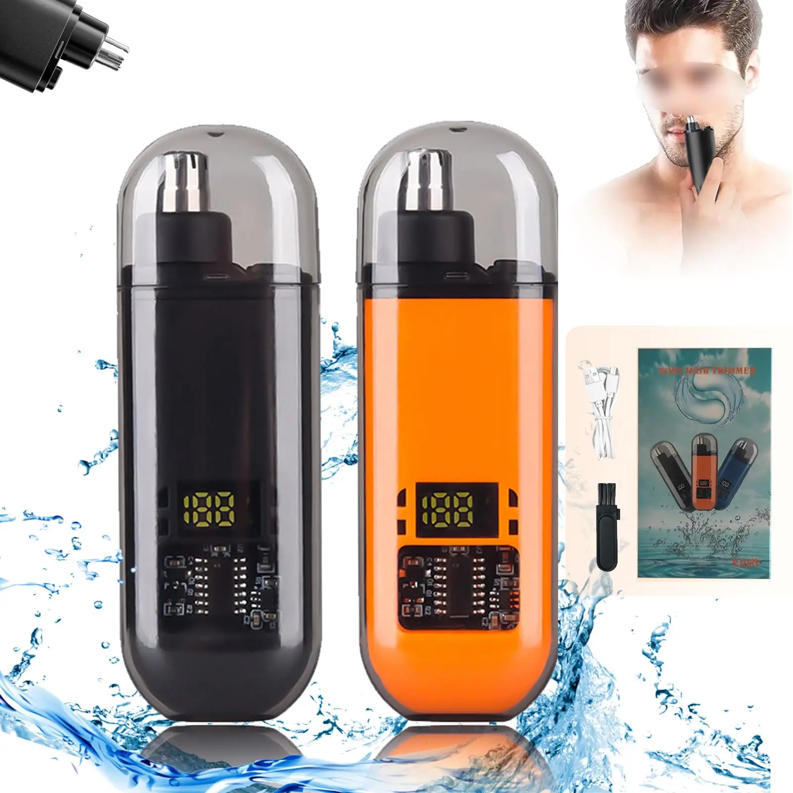 

Suitable for men, USB charging nose and ear hair trimmer portable electric nose hair clipper, mini compact design, quick chargin