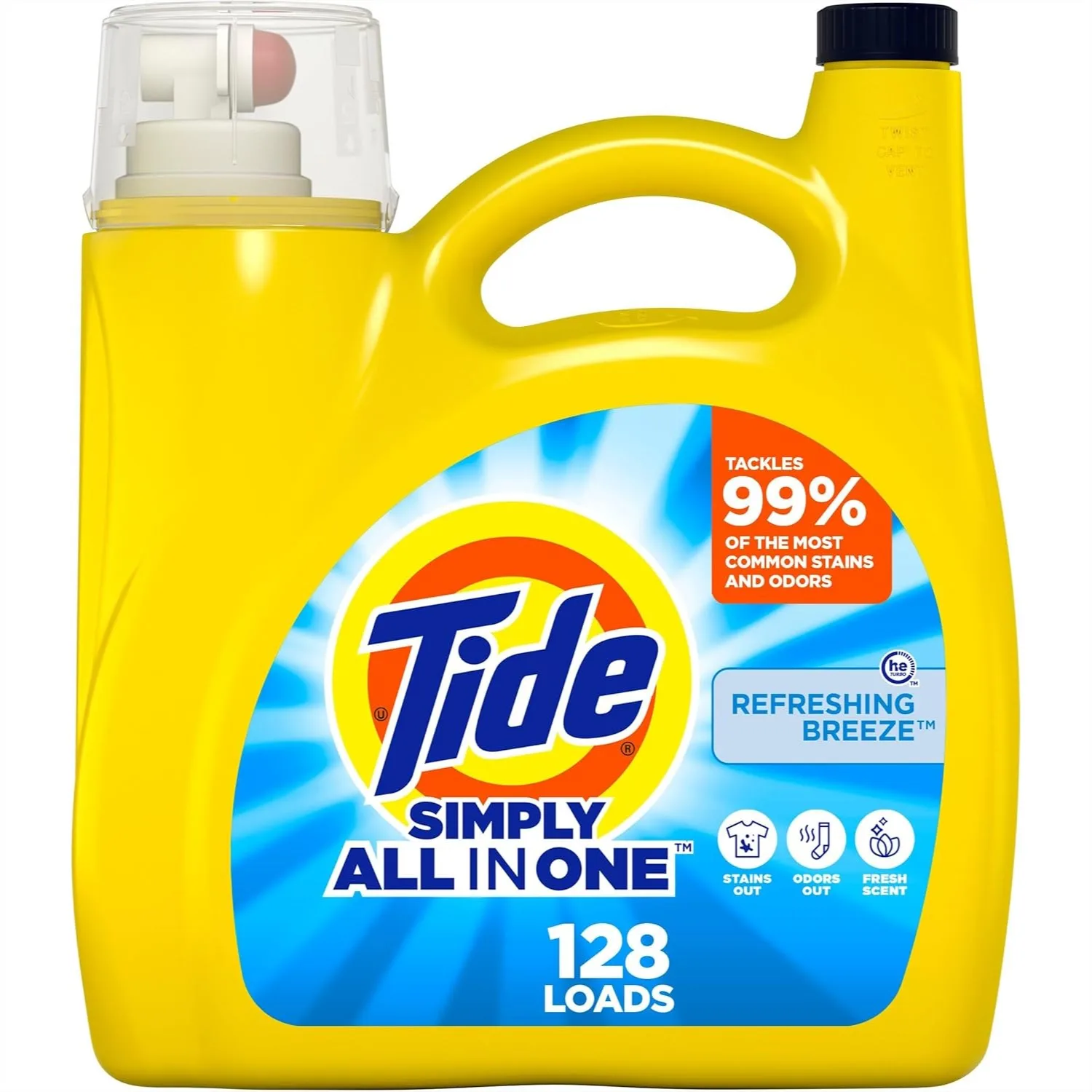 

All-In-One Liquid Laundry Detergent, Refreshing Breeze Scent, 128 Loads, 168 fl oz