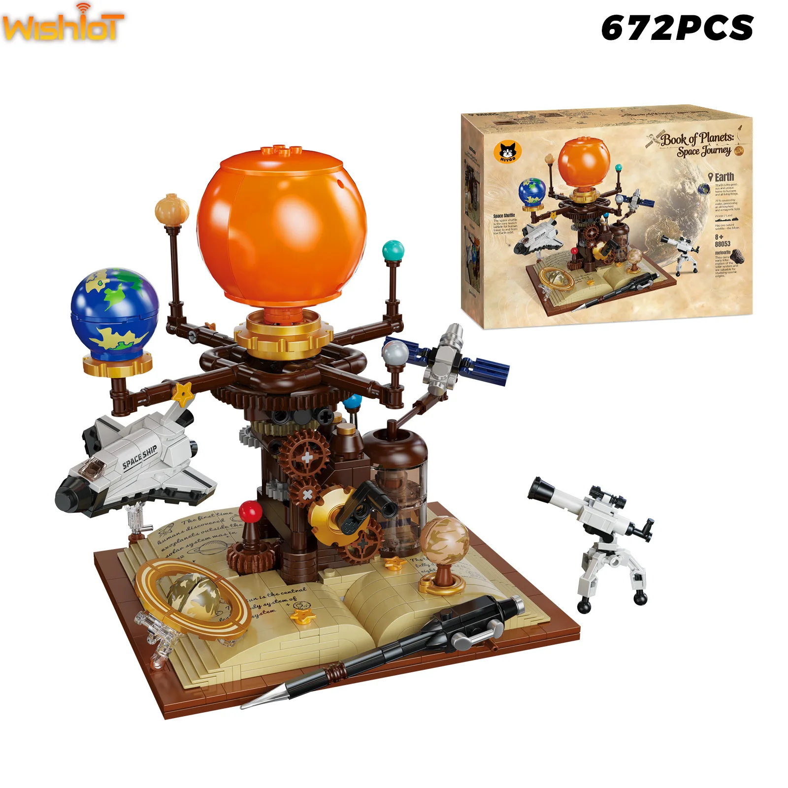 

Набор строительных блоков «Книга планет: Космическое путешествие» (672 детали) — Вращающиеся планеты, модель космического корабля. Развивающие игрушки для студентов, креативные подарки.