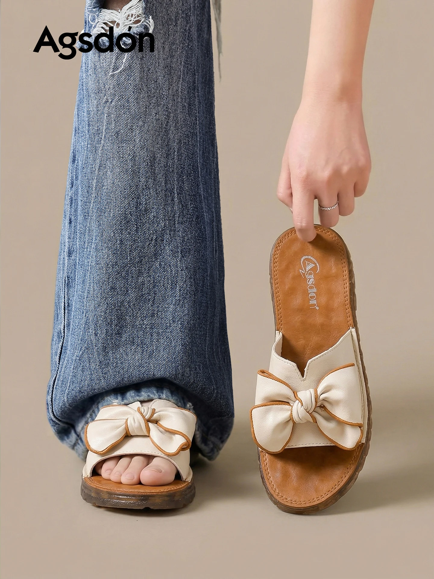 

Agsdon Summer 2026 Women's Knot Sandals Soft Bottom Flip Flops Beach Shoes for Outdoor Wear with Skirts