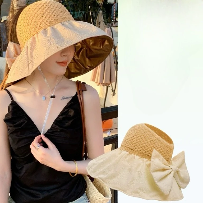 

Летняя женская шляпа от солнца с большими полями, складная, дышащая шляпа топлесс для улицы, ветрозащитная защита от солнца