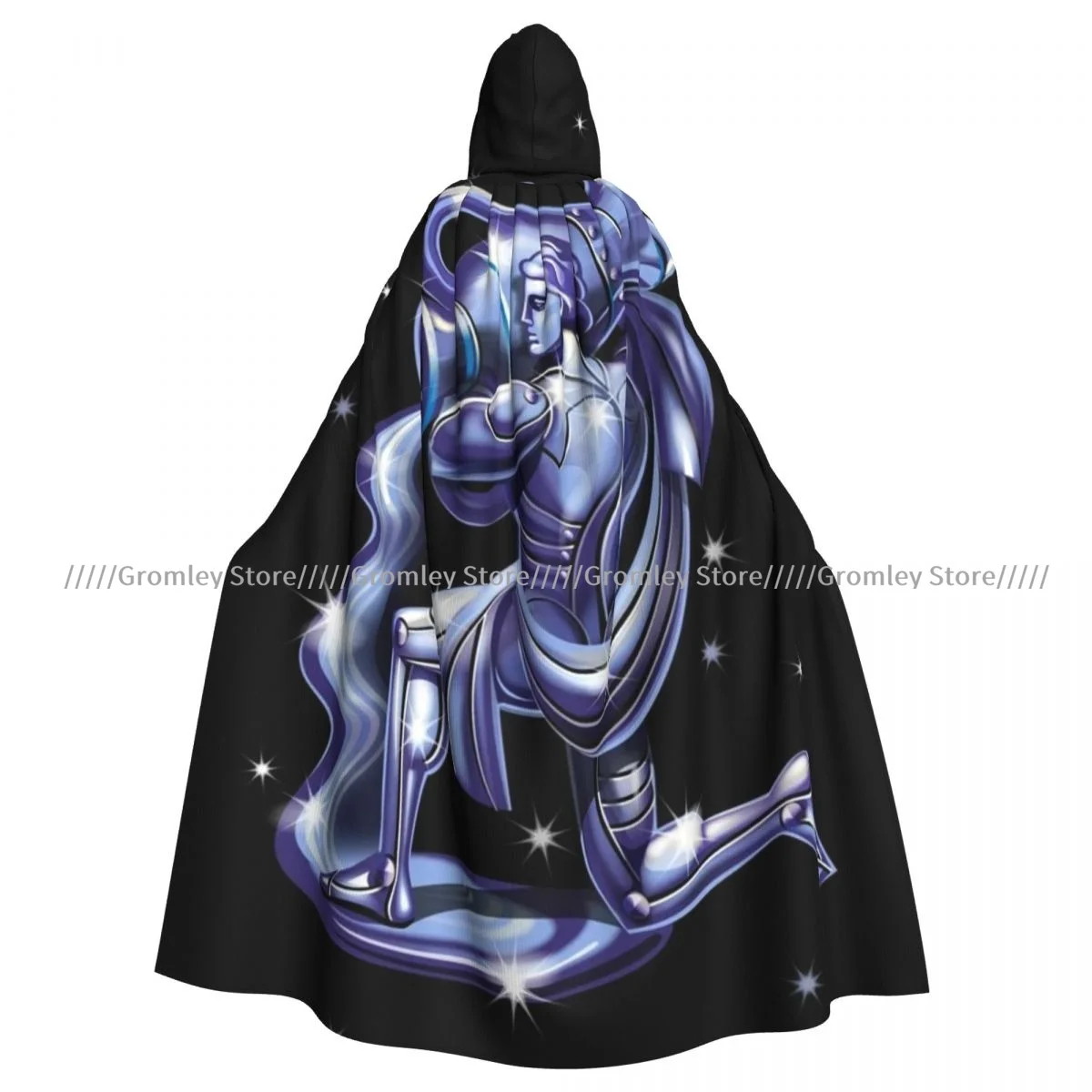 Aquarius Zodiac Sign Witch Cloak Hooded Cosplay Costume Halloween Adult Long Party Cape