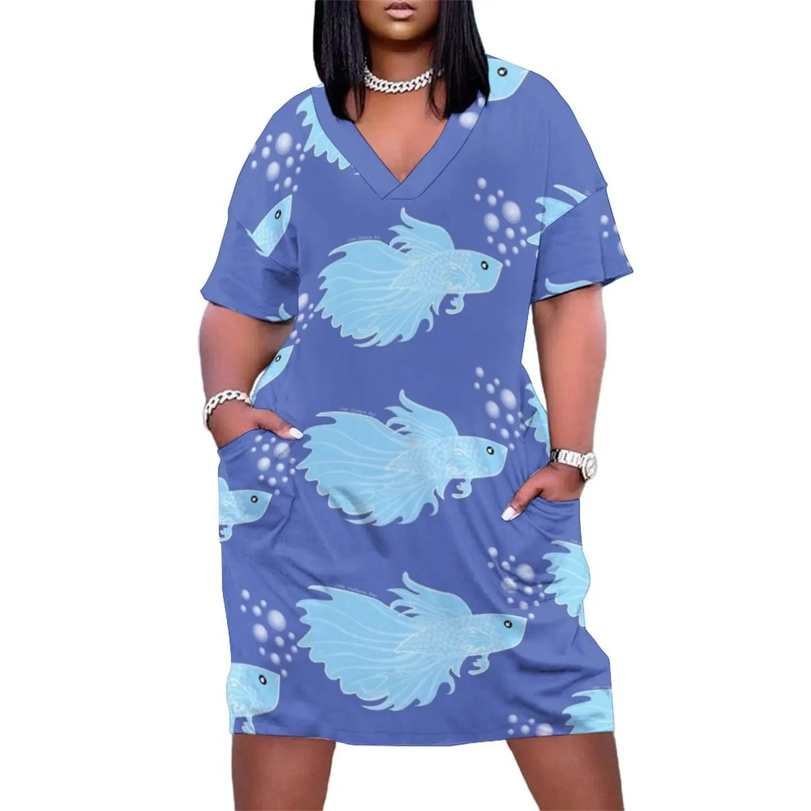

Beta Fish Making a Bubble Nest Loose Pocket Dress Woman clothing dresses for prom