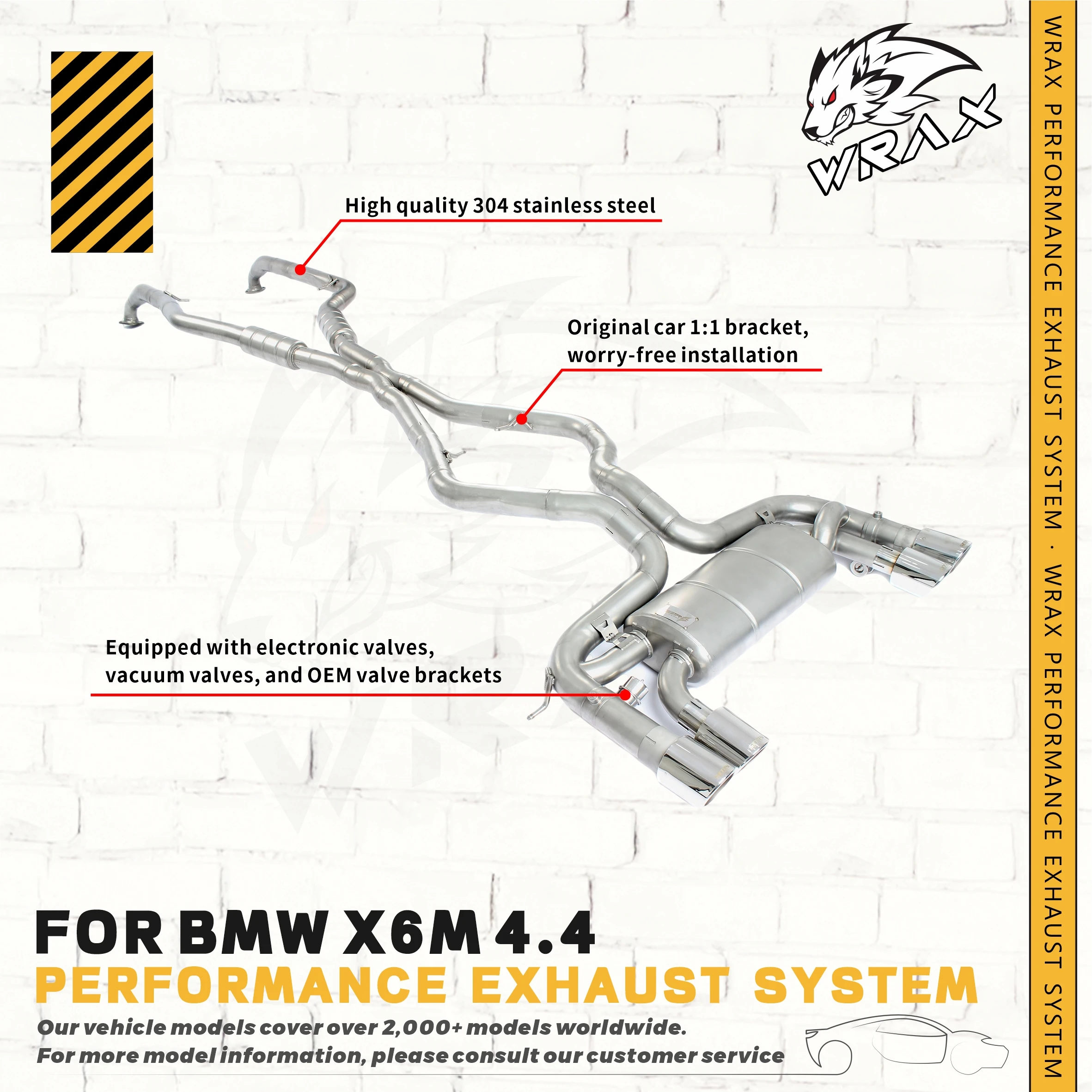 

Car Accessories For BMW X6M 4.4 Performance Upgrade Sporty Exhaust Sound WRAX 304 stainless steelValved Catback Exhaust