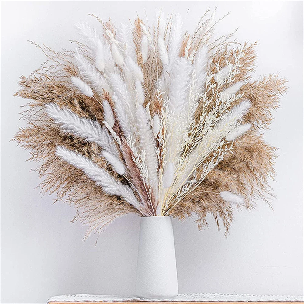 باقة زهور مجففة من فراغميتس، ديكور منزلي بوهو، ديكور رمضان، باقة عشب بامبا الطبيعية، ديكور الزفاف، 80 قطعة #4
