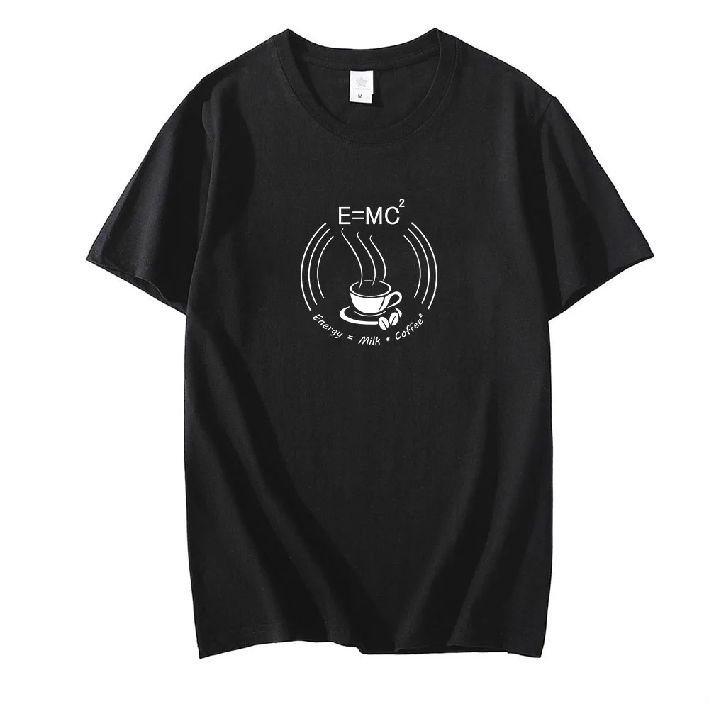 Energy = Milk + Coffee T-shirt Neutral 100% Cotton T-shirt Short Sleeve Comic O-collar T-shirt Women's Gothic Casual Clothing