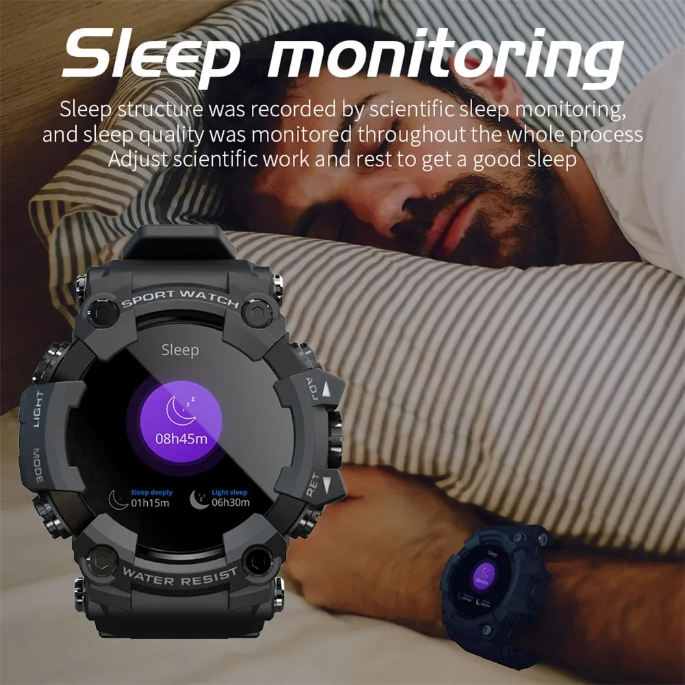 Smartwatch olahraga สมาร์ทวอทช์กลางแจ้งสำหรับผู้ชายใหม่ที่แข็งแรงและทนทานพร้อมเครื่องวัดการนอนหลับเลือกหน้าปัดได้หลายฟังก์ชัน