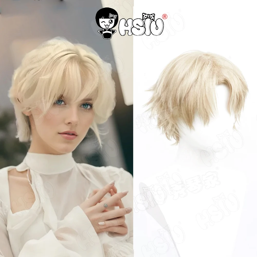 

Alien stage Lucca Cosplay Wig HSIU 35CM light yellow short hair Synthetic Wig+Wig cap Anime alien stage cosplay Wig