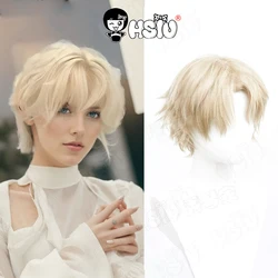 Alien stage Lucca peruka do cosplay HSIU 35CM jasnożółte krótkie włosy peruka syntetyczna + czapka z peruką Anime obcy scena peruka do cosplay