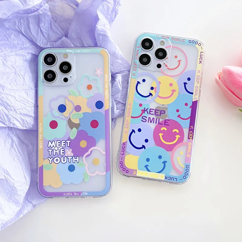 Colorful Smiley Flowers Soft Silicone Phone Case For Samsung Galaxy Note 8 9 10 20 S20 S21 FE S22 S23 Ultra Plus A13 A03 Cover