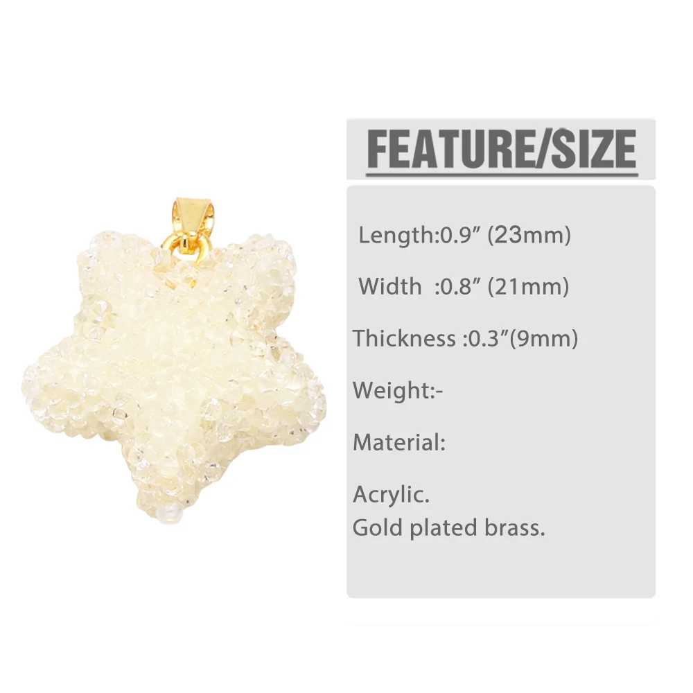 OCESRIO Trnedy Multicolor Acrylic Jelly Sugar Star Pendant for Necklaces Copper Handmade Jewelry Making Supplies pdtb796