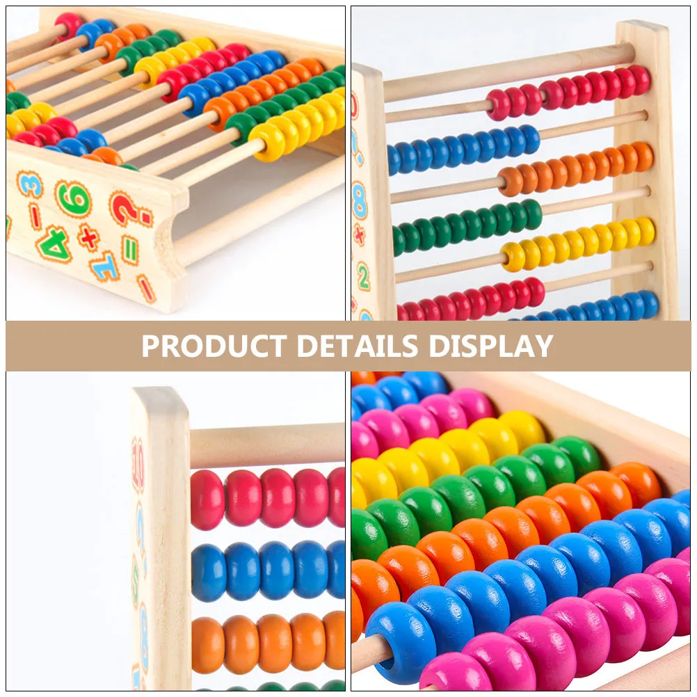 Kolorowa ramka do liczenia z naturalnego drewna, pomoc w nauce matematyki dla dzieci, trening koordynacji dłoni i mózgu, pomocka dydaktyczna.